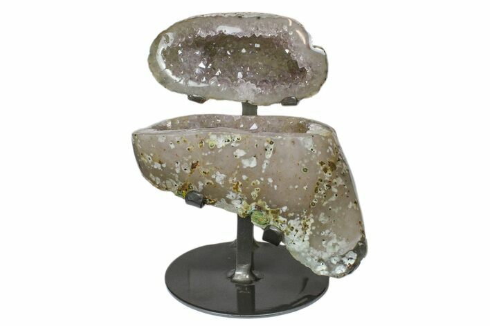 Light Purple Amethyst Jewelry Box Geode With Metal Stand #171861